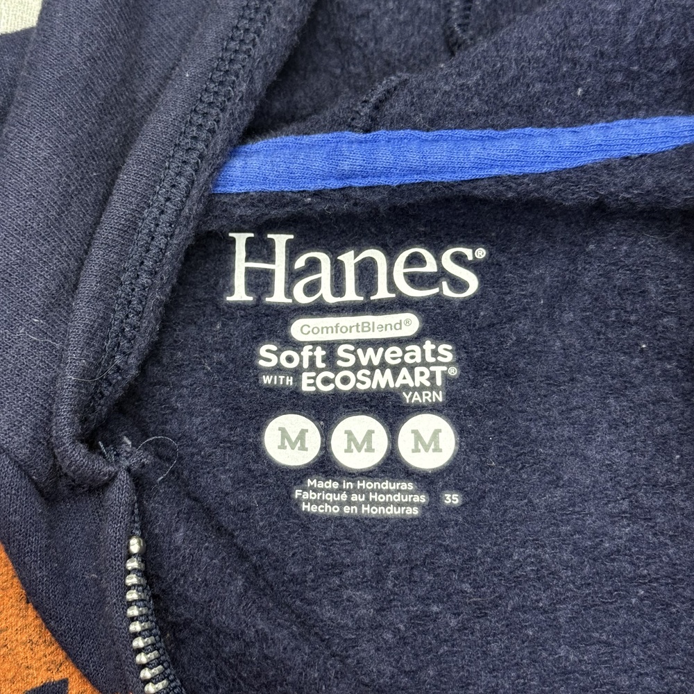 Hanes Mens Full Zip Hoodie Size Medium Navy Graphic - Picture 4 of 8